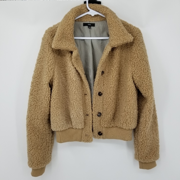 Fate Camel Teddy Button Up Jacket Size Small - Picture 2 of 11